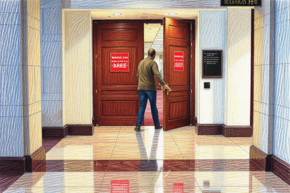 Restricted access doors on the administrative floor